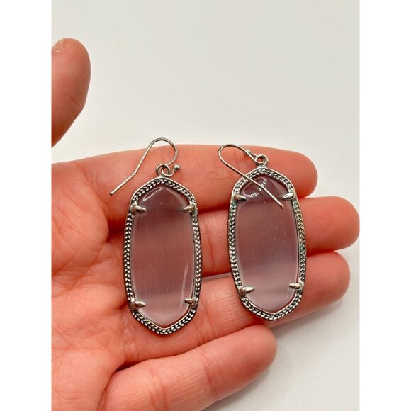 Kendra Scott Elle Drop Earrings Silver Tone Ivory - Picture 8 of 8